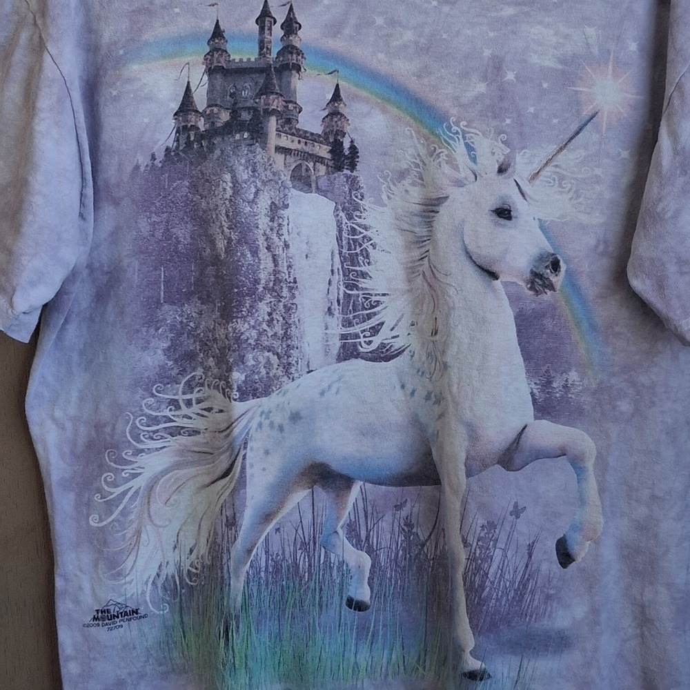 The Mountain 2009 Unicorn W/ Castle Lilac Tie Dye SS Tee Large Whimsygoth EUC - Picture 6 of 10